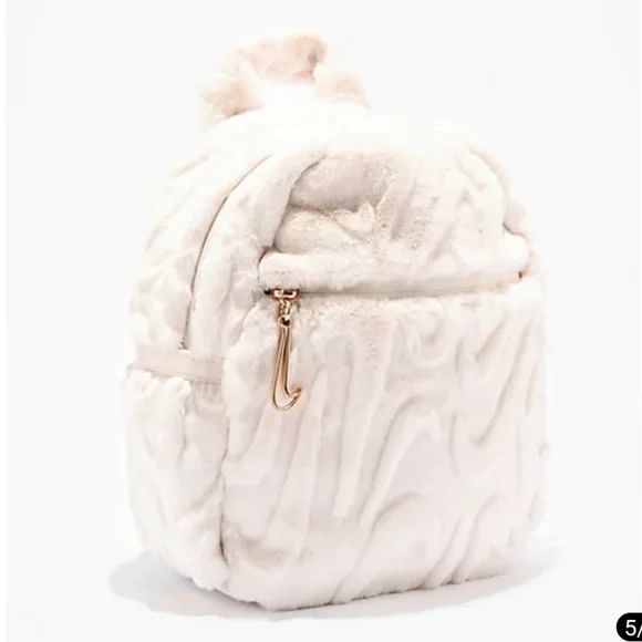 Nike Sportswear Futura Faux Fur White Mini Backpack. NWT. - Picture 5 of 13